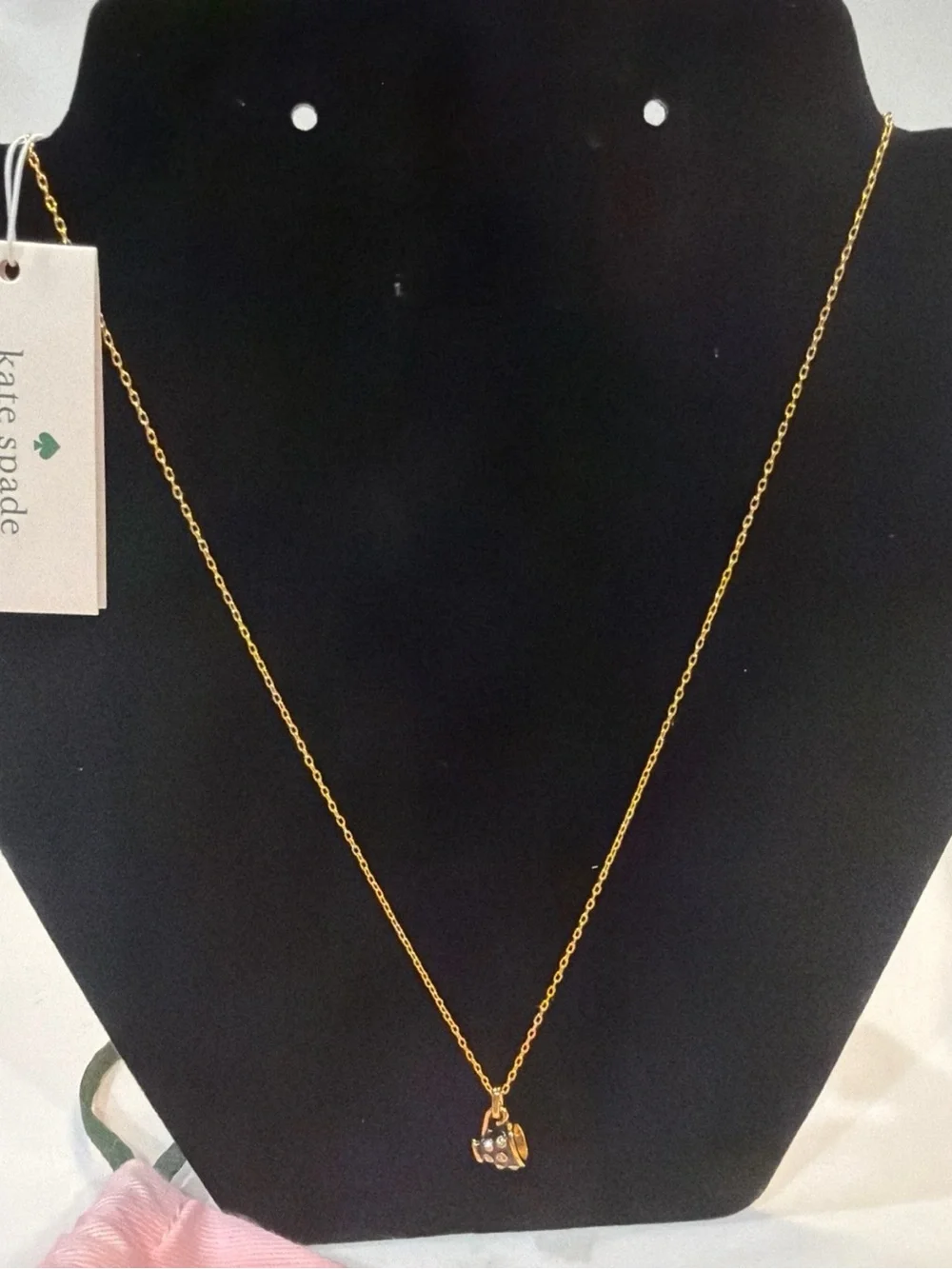 kate spade Gold Tone Pendant Necklace with Crystal Accent - Gold